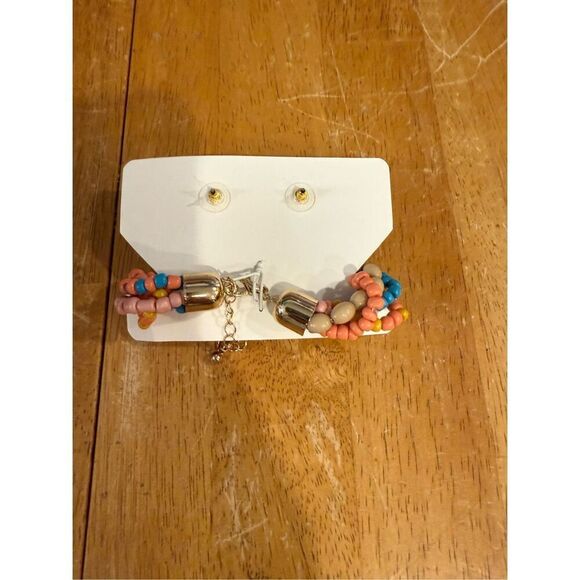 Indigo Authority Monarch Pastel Beaded Bracelet & Earing Set NEW - Picture 3 of 4